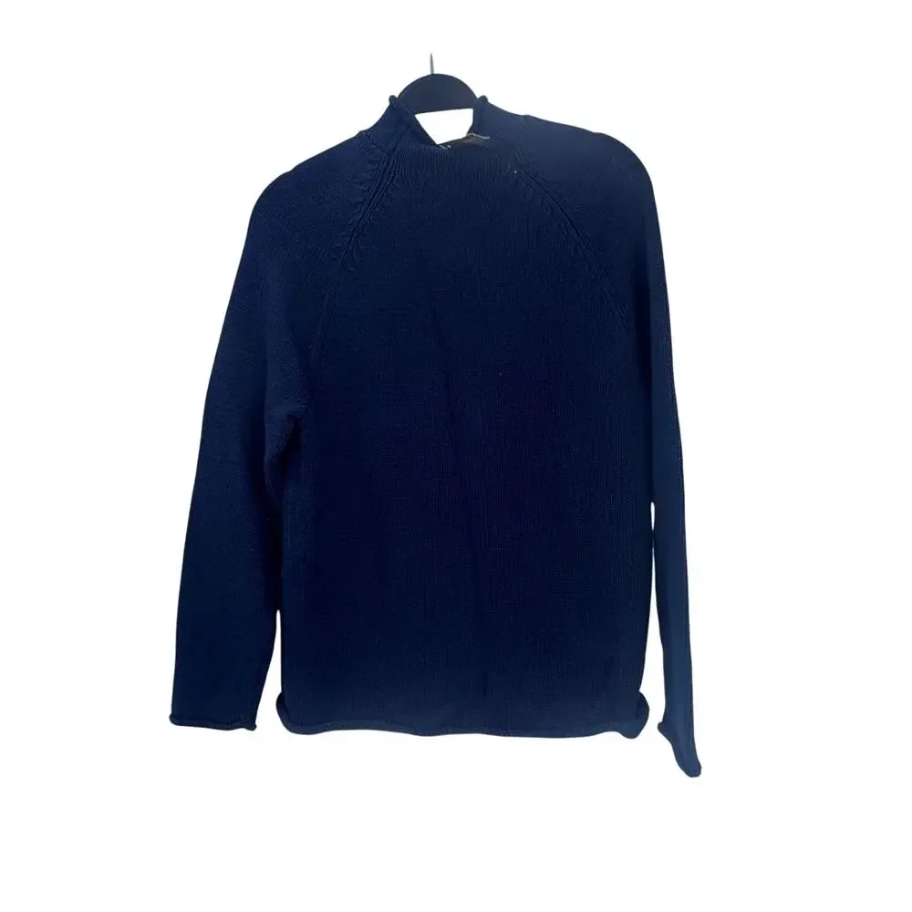 J. Crew Men's 1988 Roll-Neck Sweater in Cotton Long Sleeves Navy Size XS NWT